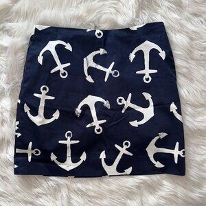 J.Crew Mini Skirt Navy Blue and White Anchor Lined Nautical Summertime